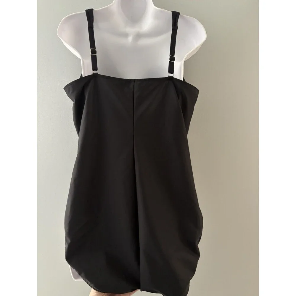 Miraclesuit One Piece Wrap Swimsuit Size 18 Black Ruching Slimming 6502910